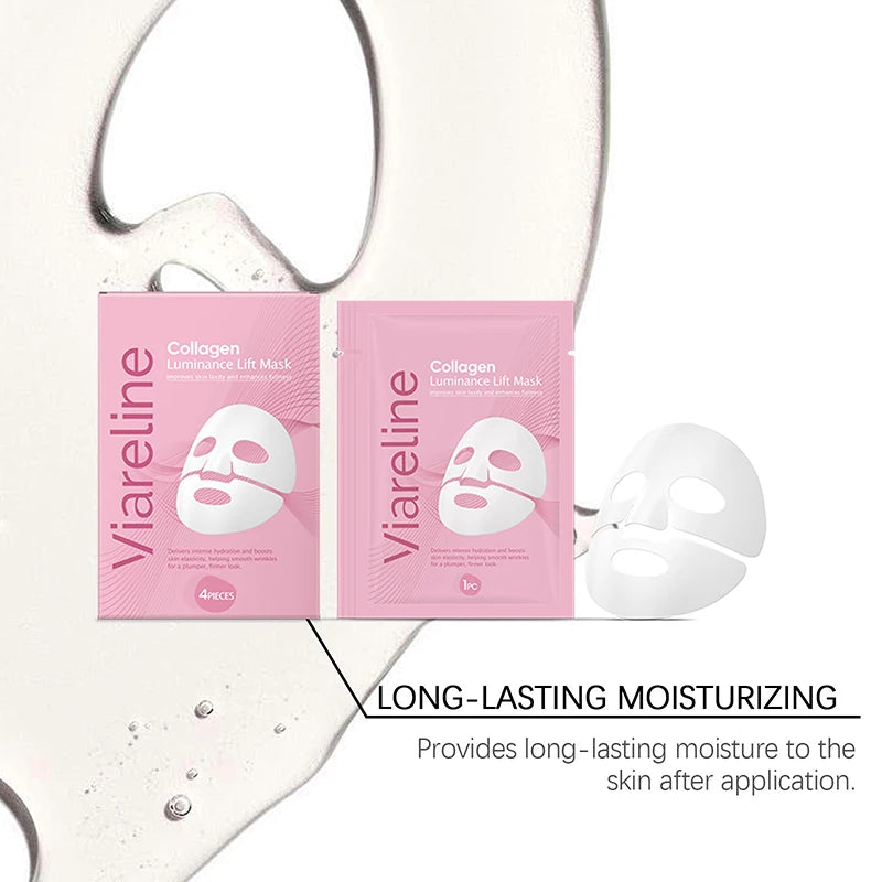 Korean Sheet Mask Collagen Overnight Facial Mask Moisturizing Grape Seed Oil Nourishing Skincare Mask Soft Smooth Skin Revitaliz
