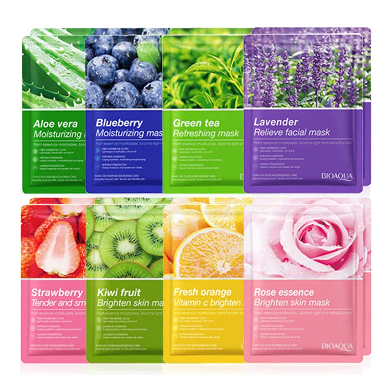 8pcs Natural Plant Face Mask Beauty Skincare Facial Masks Moisturizing Firming Hydrating Facial Mask Face Care Korean Cosmetics