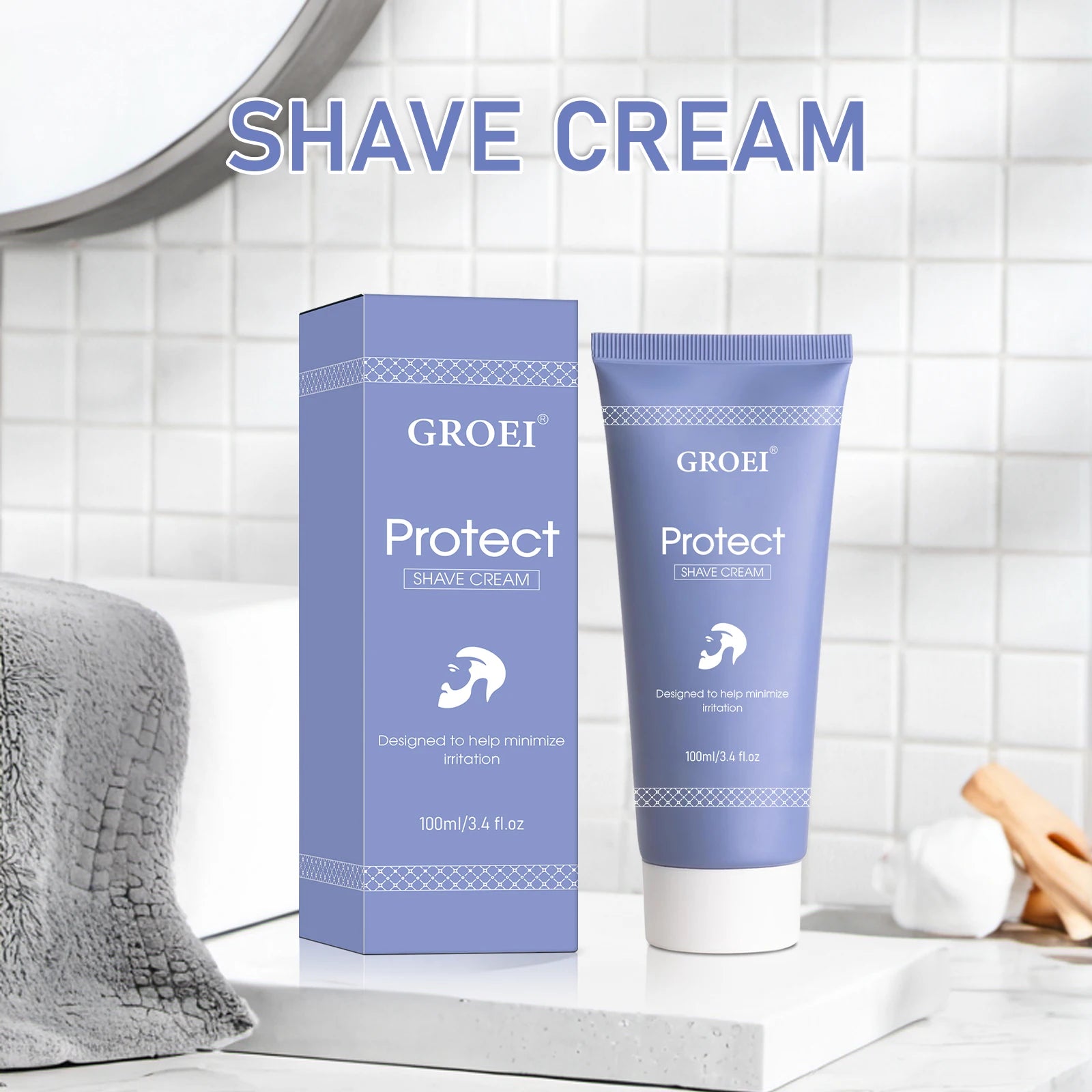 Sensitive Skin Shave Cream 100ml - Gentle Hydrating Formula, Rich Lather Helps Minimize Irritation & Razor Burn, Cruelty-Free.