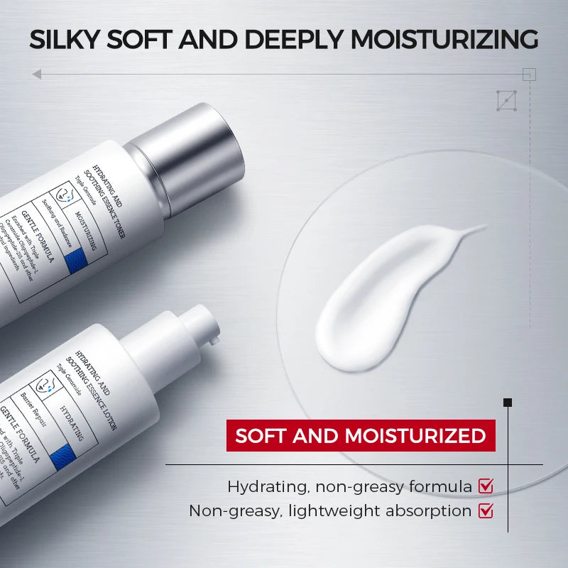 Korean Skincare Set Toner + Lotion + Cream – 8D Hyaluronic Acid & Ceramides for Hydration, Soothing Comfort & Barrier Support