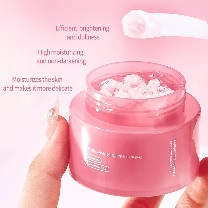 Korean PDRN Pink Collagen Capsule Cream with Niacinamide Cream for Uneven Skin Tone Lightweight Face Moisturizer Non Greasy care