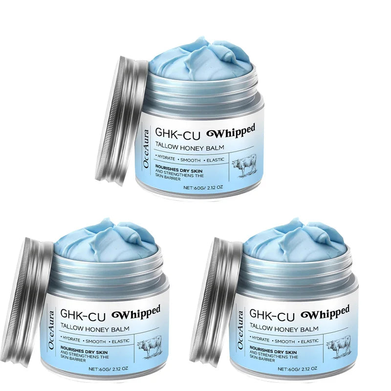 Copper Peptides GHK-Cu Beef Tallow for Skin: Blue Balm Manuka Honey Face and Body Moisturizer for Mature, Dry & Sensitive Skin