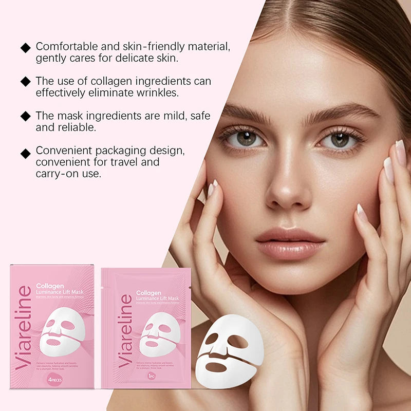 Korean Sheet Mask Collagen Overnight Facial Mask Moisturizing Grape Seed Oil Nourishing Skincare Mask Soft Smooth Skin Revitaliz