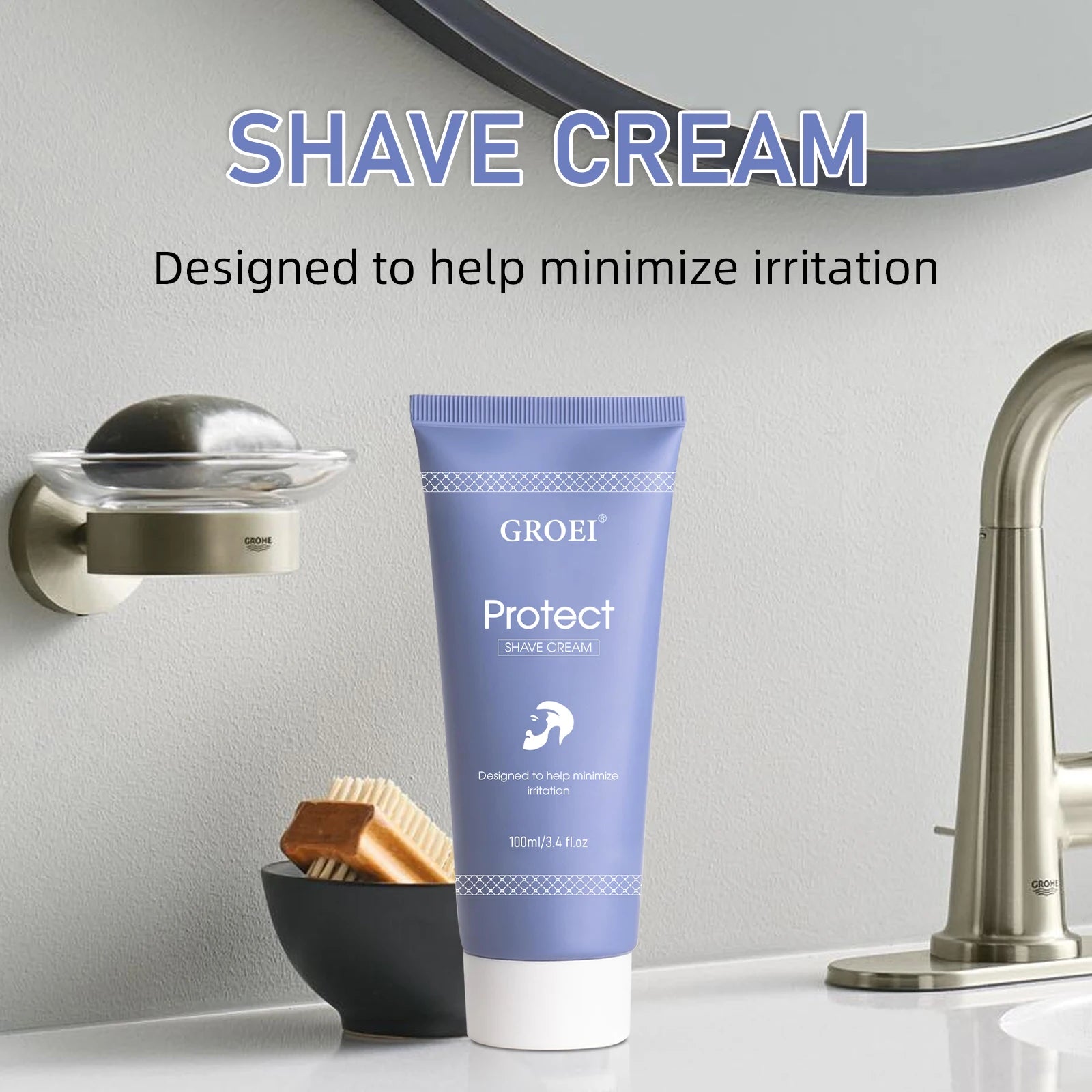 Sensitive Skin Shave Cream 100ml - Gentle Hydrating Formula, Rich Lather Helps Minimize Irritation & Razor Burn, Cruelty-Free.
